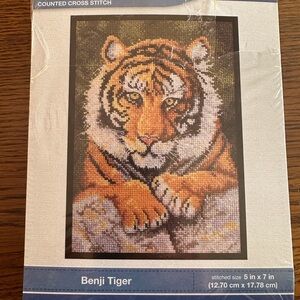 Bucilla Benji Tiger Cross Stitch Kit - Orange and Black